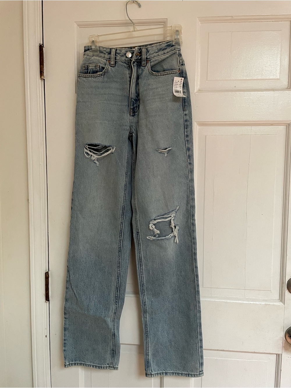 Brand new Pacific Sunwear Light Blue Distressed Straight Leg Jeans